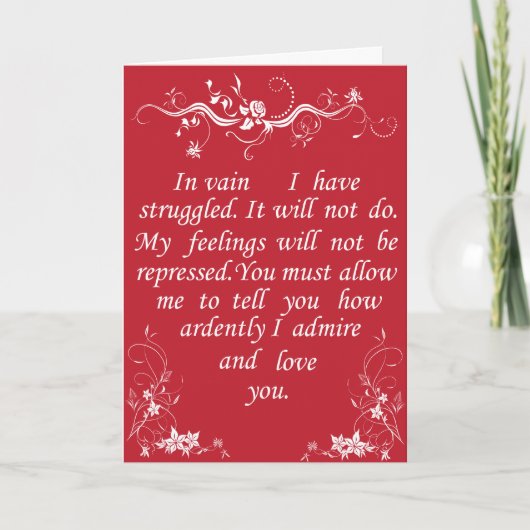 Mr Darcy Valentine Card no1 - Pride and Prejudice Feestdagen Kaart (Voorkant)