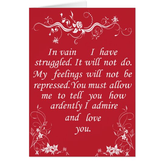 Mr Darcy Valentine Card no1 - Pride and Prejudice Kaart