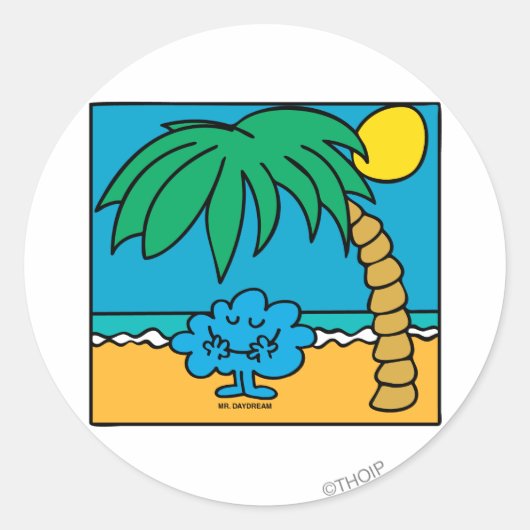 Mr Daydream Beach Scene Ronde Sticker (Voorkant)