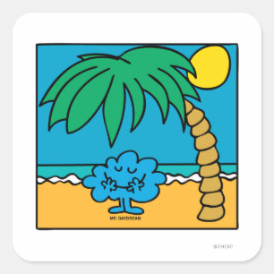Mr Daydream Beach Scene Vierkante Sticker