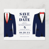 Mr. & de heer Modern Wedding Navy Tux - Bewaar de Briefkaart (Voorkant)