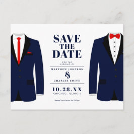 Mr. & de heer Modern Wedding Navy Tux - Bewaar de  Briefkaart