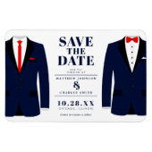 Mr. & de heer Modern Wedding Navy Tux - Bewaar de Magneet (Horizontaal)