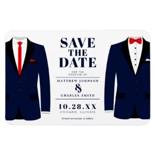 Mr. & de heer Modern Wedding Navy Tux - Bewaar de  Magneet