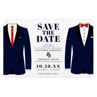 Mr. & de heer Modern Wedding Navy Tux - Bewaar de  Magneet