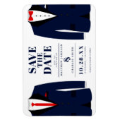 Mr. & de heer Modern Wedding Navy Tux - Bewaar de  Magneet (Verticaal)