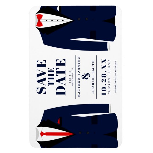 Mr. & de heer Modern Wedding Navy Tux - Bewaar de Magneet (Verticaal)