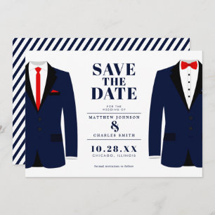 Mr. & de heer Modern Wedding Navy Tux - Bewaar de  Save The Date