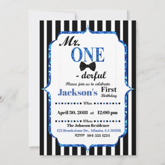 Mr. EENderful eerste verjaardag uitnodiging (Voorkant)