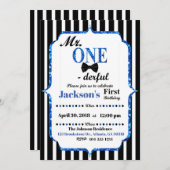 Mr. EENderful eerste verjaardag uitnodiging (Voorkant / Achterkant)