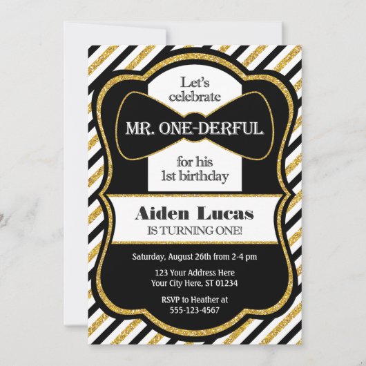 Mr. EENderful eerste verjaardag uitnodiging (Voorkant)