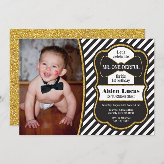 Mr. EENderful Verjaardag Uitnodiging met Foto (Voorkant / Achterkant)