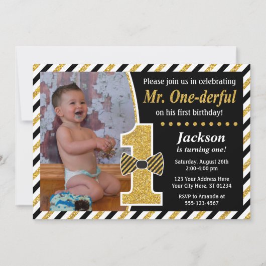 Mr. EENderful Verjaardag Uitnodiging met Foto (Voorkant)