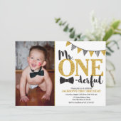 Mr. EENderful Verjaardag Uitnodiging met Foto (Staand voorkant)