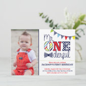 Mr. EENderful Verjaardag Uitnodiging met Foto (Staand voorkant)