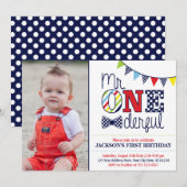 Mr. EENderful Verjaardag Uitnodiging met Foto (Voorkant / Achterkant)