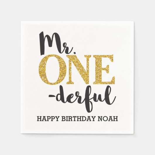 Mr. EENderful witte cocktail papier servetten (Voorkant)