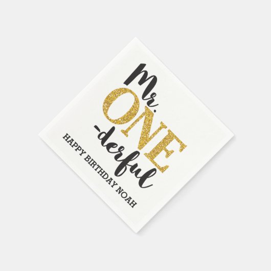 Mr. EENderful witte cocktail papier servetten (Hoek)