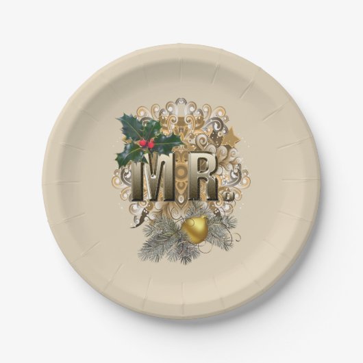 MR. Eerste Kerstmis Papieren Bordje (Voorkant)