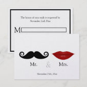 Mr. en de RSVP-weddenschap tussen mevrouw (Lips en RSVP Kaartje (Voorkant / Achterkant)