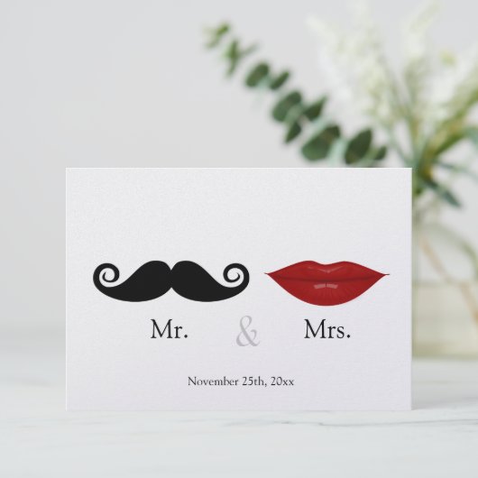 Mr. en de RSVP-weddenschap tussen mevrouw (Lips en RSVP Kaartje (Staand voorkant)