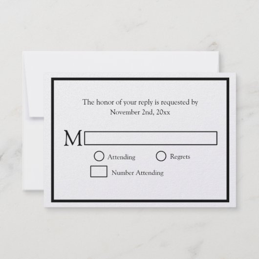 Mr. en de RSVP-weddenschap tussen mevrouw (Lips en RSVP Kaartje (Achterkant)