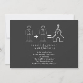 Mr en Doodle Church Chalkboard Gay Wedding Kaart