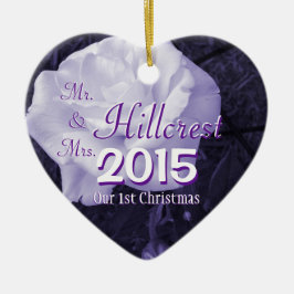 Mr. en mevrouw 2-zijdige eerste kerstdag en huweli keramisch ornament
