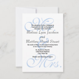 Mr. en mevrouw Blue - 3x5 Wedding Invitation Kaart