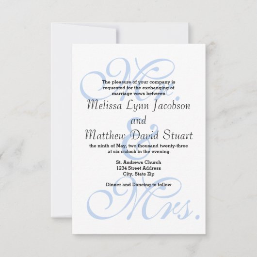 Mr. en mevrouw Blue - 3x5 Wedding Invitation Kaart (Voorkant)