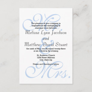 Mr. en mevrouw Blue - 3x5 Wedding Invitation Kaart