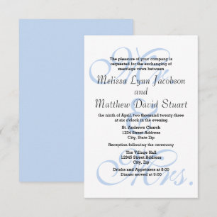 Mr. en mevrouw Blue-3x5 Wedding & Reception Invita Kaart