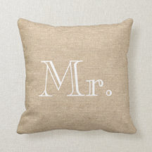 Mr. en mevrouw Burlap Pillow