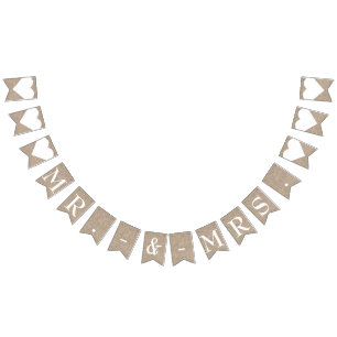 Mr. en mevrouw Burlap Wedding Vrijgezellenfeest Ve Vlaggetjes