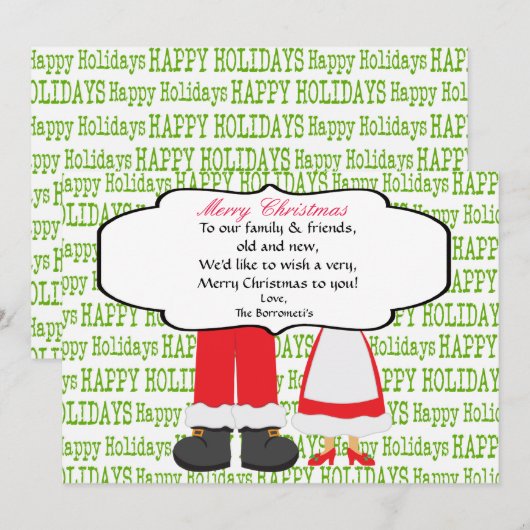 Mr. en mevrouw Claus Jolly Feet-kerstkaart Feestdagenkaart (Voorkant / Achterkant)