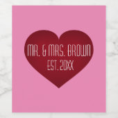 Mr. en mevrouw Crimson Heart Wijn Etiket (Enkel label)