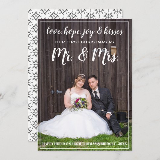 Mr. en mevrouw Eerste Kerstkerst Pas getrouwd Feestdagenkaart (Voorkant / Achterkant)