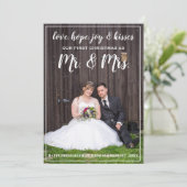 Mr. en mevrouw Eerste Kerstkerst Pas getrouwd Feestdagenkaart (Staand voorkant)