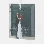 Mr. en mevrouw | Eerste kerstversiering met huweli Glas Ornament (Voorkant links)