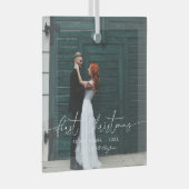 Mr. en mevrouw | Eerste kerstversiering met huweli Glas Ornament (Voorkant Rechts)