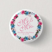 Mr. en mevrouw Elegant Floral Wedding Button (Voorkant)