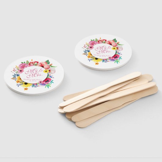 Mr. en mevrouw Elegant Floral Wedding | Hand Fan Handwaaier (Niet-gemonteerd)