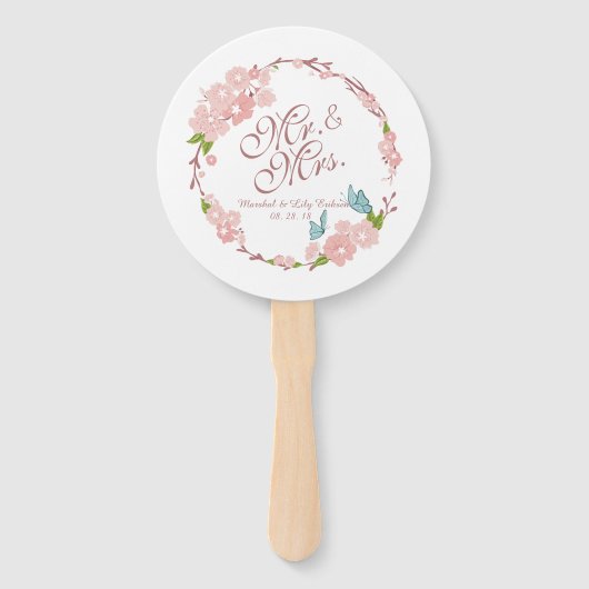 Mr. en mevrouw Elegant Floral Wedding | Hand Fan Handwaaier (Voorkant)