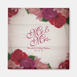 Mr. en mevrouw Elegant Floral Wedding Magnet