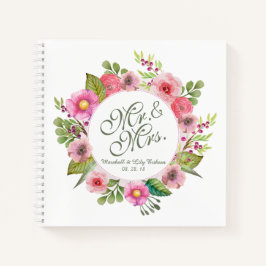 Mr. en mevrouw Elegant Floral Wedding Notitieboek