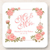 Mr. en mevrouw Elegant Floral Wedding Onderzetter (Voorkant)