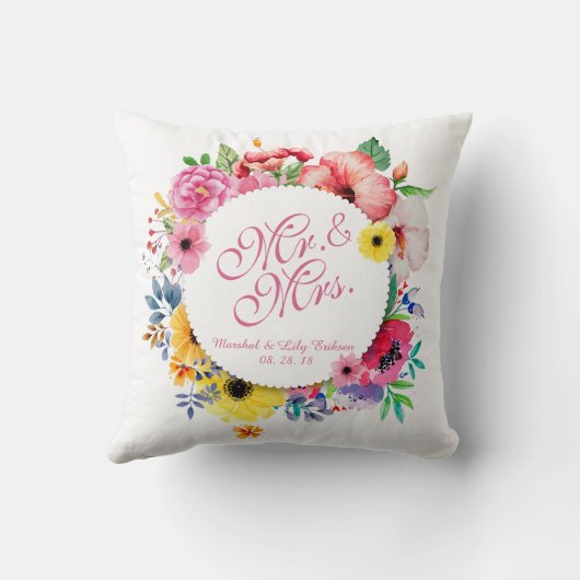 Mr. en mevrouw Elegant Floral Wedding | Sierkussen (Achterkant)