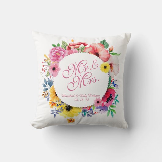 Mr. en mevrouw Elegant Floral Wedding | Sierkussen (Voorkant)