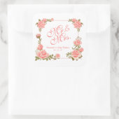 Mr. en mevrouw Elegant Floral Wedding Sticker Seal (Tas)
