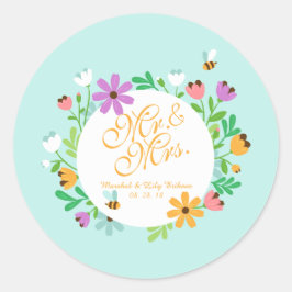Mr. en mevrouw Elegant Floral Wedding | Sticker ze